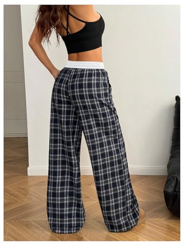 Image of SOLY HUX Women's Plaid Checkered Pants Flannel Pajama Pants with Pockets