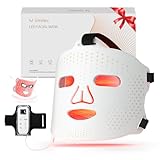 Umitec LED Face Mask Light Therapy, FDA-Cleared, 4 Modes Red Light Therapy for Face with Remote and Timer, 2000mAh Rechargeable, Blue, 850NM Infrared & Red Light Therapy Mask at Home, 288 LEDs, White