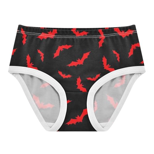 Red Bats Black Halloween Panties Little Girl Toddler Underwear Floral Cotton Fun Print Kids Briefs Undies 2t