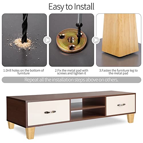 Turstin TN0035 Set Of 8 Furniture Legs 4 Inch Square Solid Wood Couch Legs Replacement Sofa Legs Mid Century Furniture Feet thumb #3