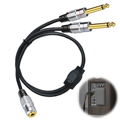 Voltvera Adaptateur 3,5 Mm Vers 2 X 6,35 Mm Audio 2 X 6,35 mm Mono Mâle Vers Jack Stéréo Aux Femelle 3,5 mm Câble Trs Femelle Vers 1/4