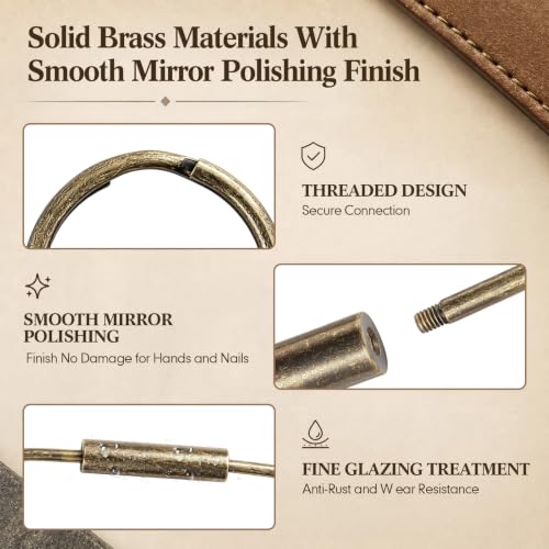 Image of WILLBOND Brass Carabiner Key Ring Locking Screw Carabiner Clips Round Key Rings Keychain Kit for Handbags Purse Bag Charm