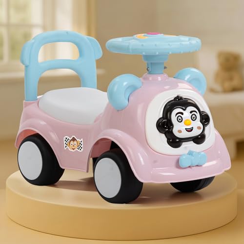 Image of Snappy Baby Ride on Cars for Kids | Indoor Push Ride on Car with Safety Backrest & Toy Storage | Portable Kid Cars with Music & Horn | Outdoor Rider car for Kids 1 to 3 Years (Pink)