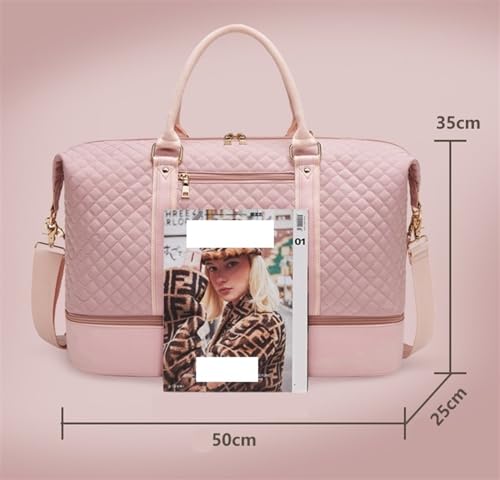 Convertible Suit Travel Bag 19in Travel Weekender Pink Bag For Women,Duffle Bag With Shoe Compartment For Airplanes hanging garment duffel bag, 50*25*35 cm2