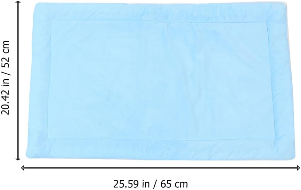 Outanaya Pet Warm Cushion and Thickened Cat Sleeping Blanket, Blue Plush Floor Pad Large Size for Indoor Dog Cage Rest and Puppy Sleeping Mat