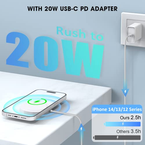 Magnetic Wireless Charger - Magnet Charging Pad Compatible With Iphone 14/14 Pro/14 Plus/14 Pro Max/ 13/13 Pro/13 Pro Max/12 Pro Max - Mag-Safe Charger For Airpods 3/2/Pro With Usb-C 20W Pd Adapter #TOP5