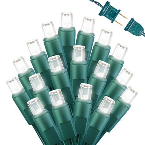 LED Christmas Mini String Lights, 28 Feet 100LEDs F5 Pure White Mini Lights, Connectable Christmas Tree Lights for Wreath Garland Holiday Party Wedding Outdoor Indoor Christmas Decoration, Green Wire