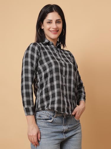 Image of Checked Spread Collar Casual Shirt for Women