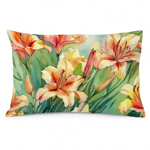 Caroline's Treasures DAC1710PILLOWCASE Utah Sego Lilies in Watercolor Fabric Standard Pillowcase Lightweight Super Soft Easy Care Decorative Artwork Pillowcase, Standard