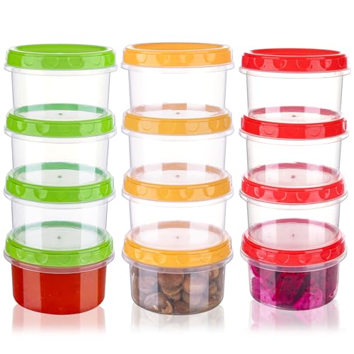 Kitchen GIMS 8 oz Plastic Containers with Lids Leak Proof Freezer Containers 12 Pack Meal Prep Jars Reusable Food Storage Container with Lids Microwave and Freezer Safe