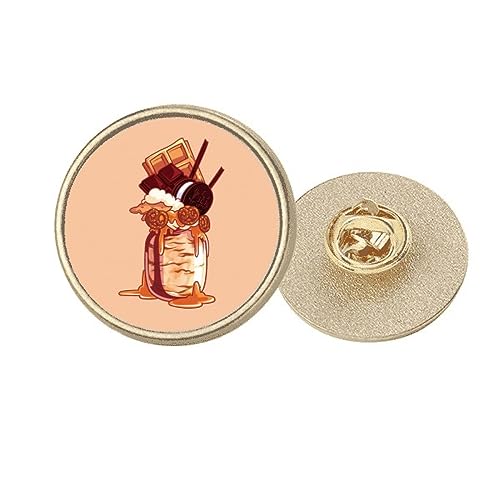 Broche ronde biscuit chocolat glace en métal doré pour accessoire de mode femme