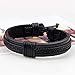 MJartoria Leather Bracelets for Men, Mens Womens Unisex Faux Leather Bracelets Adjustable Braided Multi Cool Wrap Wristbands Cuff Set (Black)