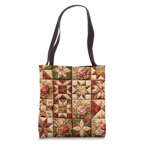 Bolso tote vintage con estampado floral de rosas y jardín campestre miniatura 1