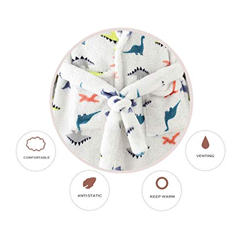 Toddlers Kids Hooded Robe Boys Girls Soft Flannel Bathrobes Pajamas Plush Robe (Bears, 3T)2