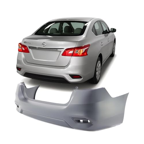 Image of FitParts Compatible with Nissan Sentra 2016-2018 Rear Bumper Cover | Primed, Without Parking Sensor Holes, Sedan, Ready to Paint, OEM 850223YU0J, NI1100312