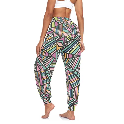 Foliosa Women's Dance Pants (Aztec Geometric) Loose Fit Soft Lightweight Yoga Sports Harem Pants For Hot Weather #TOP4