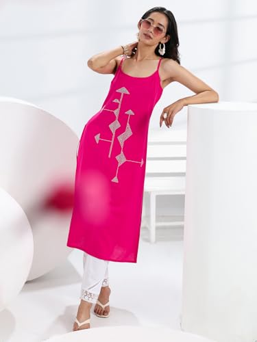 Image of Libas Embroidered Cotton Straight Kurta | Ethnic Wear