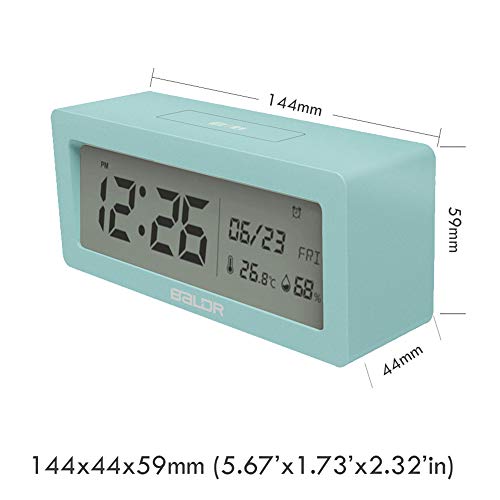 Baldr Compact Digital Alarm Clock With Ultra Hd Lcd Screen - Clocks For Bedroom, Travel Alarm, Desk Clocks For Office - Battery-Powered, Large Date/Time, Temperature/Humidity Displays (Turquoise) #TOP2