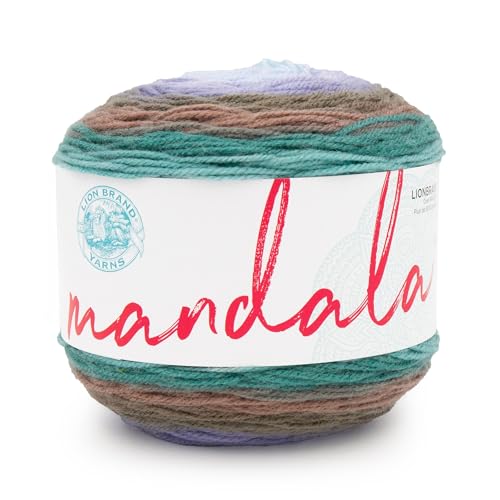 Lion Brand Yarn, Mandala DK Lightweight Yarn for Knitting, Crochet, and Crafts, Bowser, 1 Pack, Self-Striping Acrylic Fiber for Baby Blankets, Multicolor Shawls and Variegated Cardigans