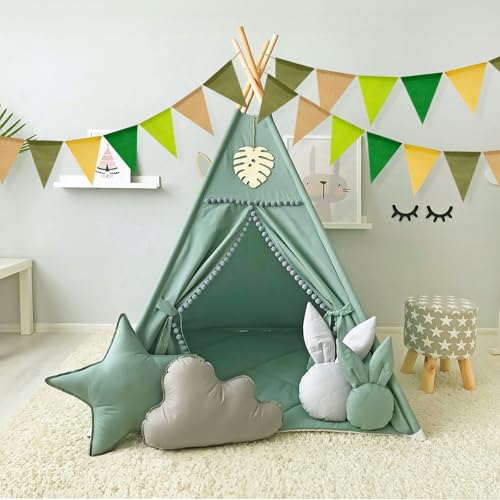 Guirlande fanions anniversaire durable en jute G2PLUS vert sauge - 5
