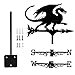 Dragon Wind Weathervanes for Roofs Mount, Mini Weather Vain Vein with Creative Shapes & Metal Material for Sheds, Courtyard & Garden Fence Decoration Outdoor (Black, 1PC)