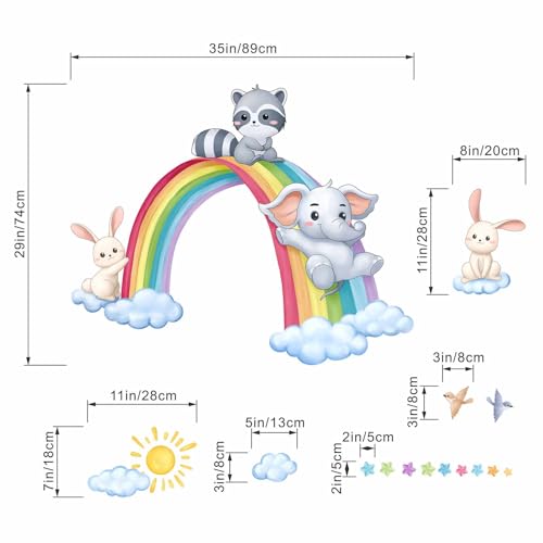 Vinilo Decorativo Animales Arcoíris para Pared 44x33 in miniatura 4