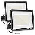 XYCN 2 Pack 300W Warm White LED Flood Light,No Plug,3000K 42500LM Outside Flood Light,Super Bright Outdoor Security Lights, IP66 Waterproof Floodlight for Yard,Playground,Garage, Garden, Lawn