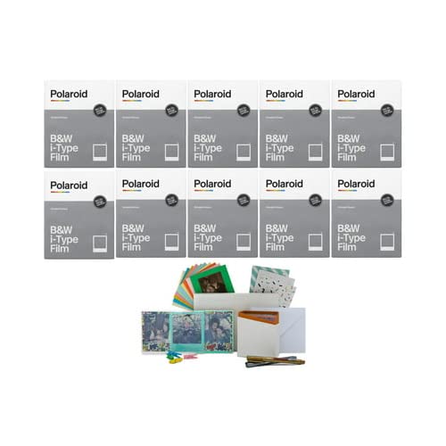 Paquete de película Polaroid en blanco y negro para cámaras i-Type, incluye 10 rollos y kit de accesorios Focus Camera miniatura 1