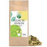 Alpi Nature Houblon Entier 125g, Pétales de Houblon Entiers Séchés, Humulus Lupulus, Tisane en Vrac