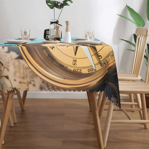 Nappe rectangulaire boussole ancienne imperméable pour protéger la table sans repassage - 6