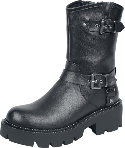 Rock Rebel by EMP Mujer Botas Negras con Cremallera y Cordones EU38