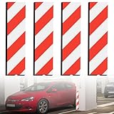 4 Stück Kantenschutz Garage, 40x10x1.5cm Schaumstoff Garagen Wandschutz Rot/Weiß Streifen Selbstklebend Eckschutzprofil Türkantenschoner, Türkantenschutz Autotür Wand Schutz für Parkplätze Garagen