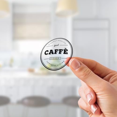 Aufkleber für Salz, Zucker & Kaffee, italienisch, rund, transparent, Vinyl, wasserdicht, für Speisekammer-Behälter, Maße: 6 cm