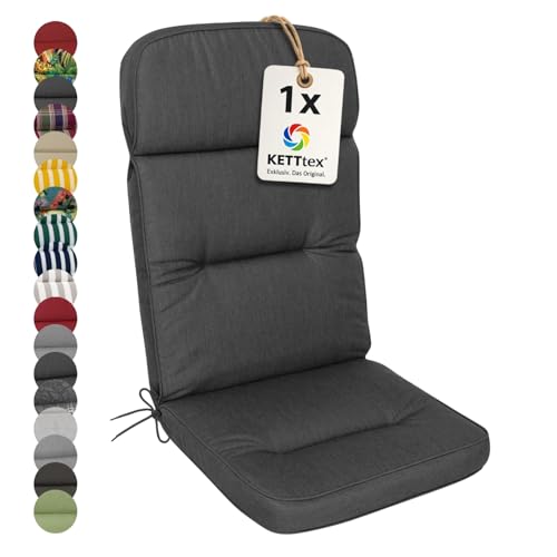 KETTtex EXKLUSIV Auflage Hochlehner Agora anthrazit I Gartenstuhl Polster 123x50x9cm I hochwertige und Pflegeleichte Sesselauflage I Wetter- und formbeständige Stuhlauflage I KTH3 Sitzauflage