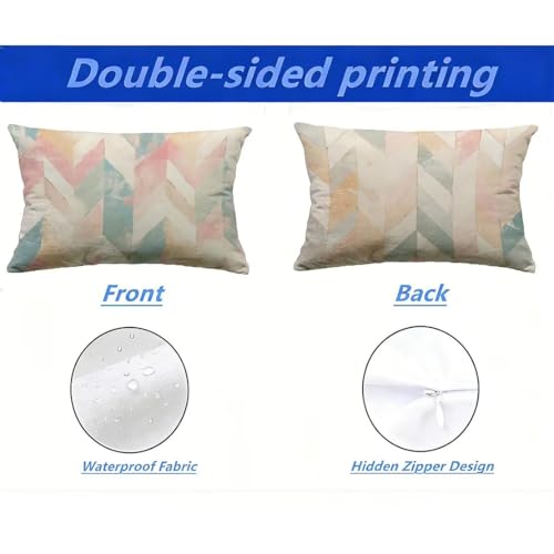 Housse de coussin extérieur 40x70 cm lot de 2 imperméable aspect lin rectangulaire - 3