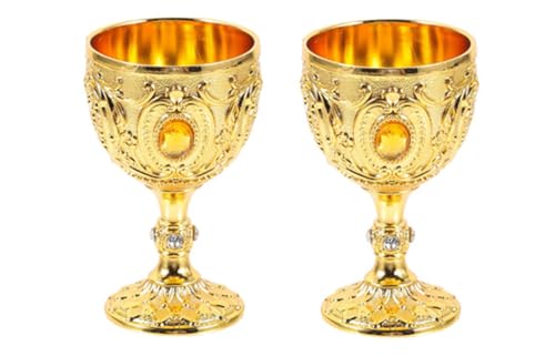 LXLUOO calice vintage, 30 ml, doré, verres à liqueur, en métal, minuscule coupe à vin, liqueur pour la maison, le bar, la décoration de bureau (doré)