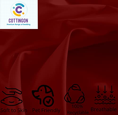 Image of Cottingon 5 PCs Split King Sheet Sets for Dual Adjustable Beds, Soft Luxury Microfiber XL Sheets for King Size Mattress Fits 15 to 18 deep Pocket, Burgundy