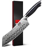 SHAN ZU Japanese Santoku Knives 18cm in Powder Steel Kitchen Chef Kinfe Ultra Sharp 12° Blade High Carbon 63 HRC Carving Knives, Professional Utility Knife with Ergonomic Pakkawood Handle