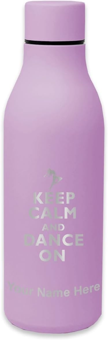 LaserGram Double Wall Stainless Steel Water Bottle, Keep Calm and Dance On, Personalized Engraving Included