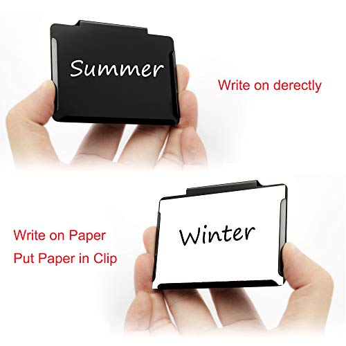 Basket Bin Label Clip 6pcs Black Label Holders for Storage Bins Basket Removable Clip Metal Labels with 1 Chalk Marker Pantry Labels Home Organization/Kitchen