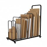 MYOYAY 105 × 45 × 115 cm, soporte de cartón de metal con ruedas, estantería de cartón móvil, estantería de almacenamiento para comercios y hogares (negro)