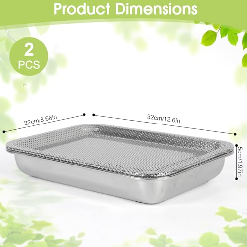 2er Set Sprossen-Anzuchtset mit Edelstahlsieb, 32x22 cm Keimschalen Set zur Anzucht von Sprossen, Katzengras, Kresse & Microgreens, Profi Wiederverwendbare Hydrokultur-Anzuchtschale,Kresseschale