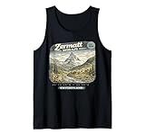 T-shirt Zermatt Svizzera, Matterhorn Vintage Alpine Graphic Vintage collezione viaggio vacanza in famiglia, merchandising da viaggio in famiglia abbinato, camicie da viaggio di gruppo