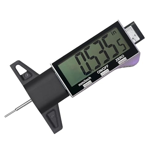 Image of Digital Tire Tread Depth Gauge Large LCD Screen, with 2 Modes: Decimal Inch and Millimeter, Tire Tread Depth Measuring Tool 0-1 Inch, Easy to Read Tread Depth Gauge for Cars, SUV, Motorcycles (White)