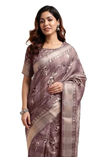 Image of MIRCHI FASHION Women Saree Cotton Blend Kalamkari Printed | Comfortable Office and Regular Daily Use Sari with Unstitched Blouse Piece