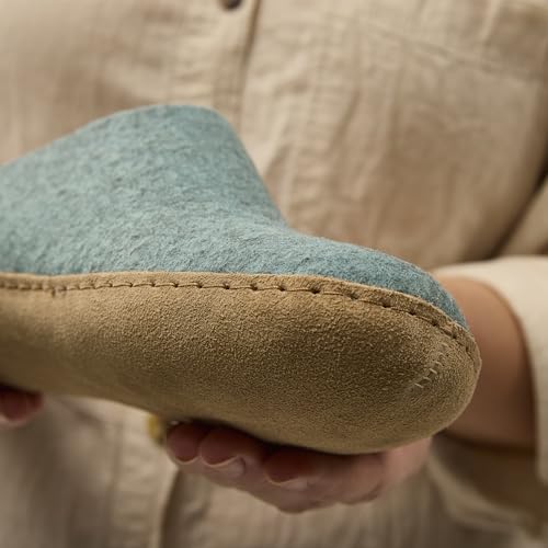 Image of Glerups 100% quality wool mix Slipper with leather sole - Unisex Slip-on