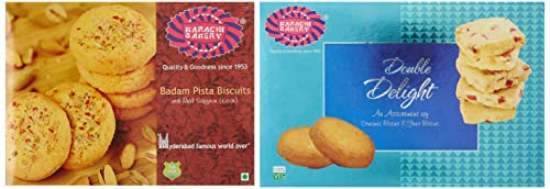 Image of Karachi Bakery Badam Pista Biscuits, 400g, Karachi Bakery Double Delight Fruit Biscuit with Osmania, 400g