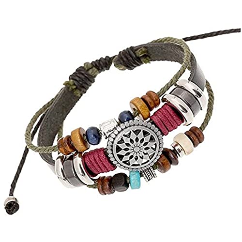 SISAVE Women's Vintage Bohemia Wind Beaded Multilayer Hand Woven Bracelet (Multi, 11.81
