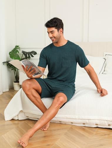 Matching Pajamas for Couples Ribbed Knit Lounge Set Soft Short Sleeve 2 Pieces Sleepwear S-XXL4
