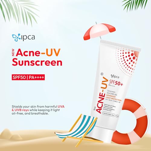 New ACNE-UV Sunscreen SPF50+ PA++++ | 50g Oil Free, Non Comedogenic Silicone Gel Sunscreen SPF 50 | UVA/UVB Protection | Water Resistant | No White Cast | Suitable for All Skin Types